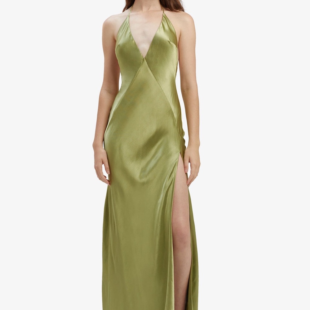Elegant Green Halter Dress